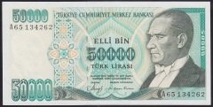 7.EMİSYON 1.TERTİP 50000 LİRA A65 134262 ÇÇT +
