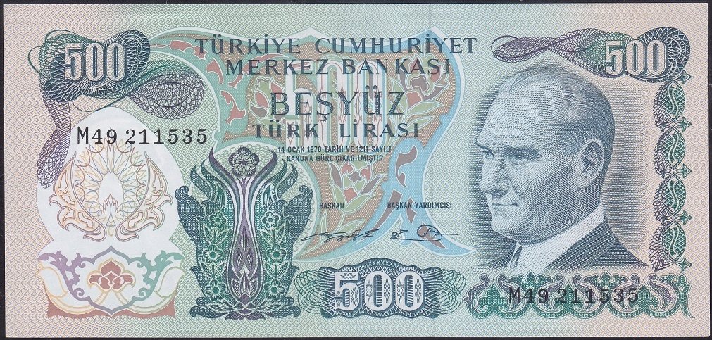 6.Emisyon 2.Tertip 500 Lira M49 211535 Çilaltı Çil