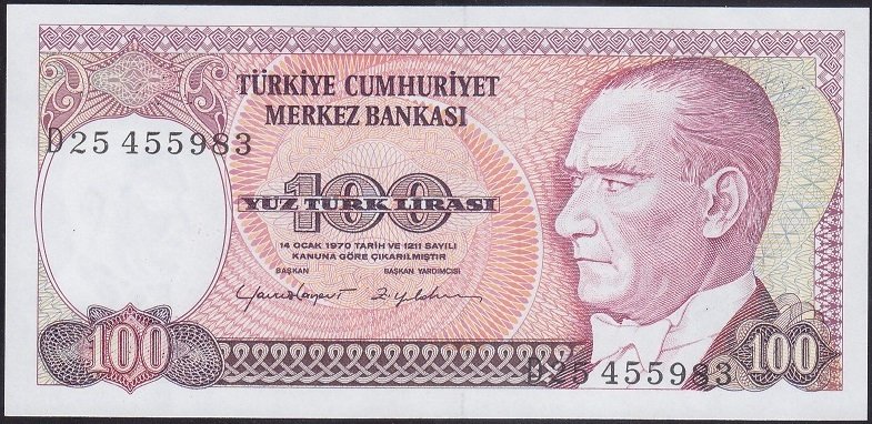 7.EMİSYON 2.TERTİP 100 LİRA D25 455983 ÇİL