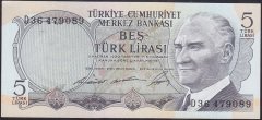 6.EMİSYON 1.TERTİP 5 LİRA D36 479089 ÇİLALTI