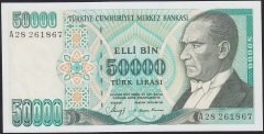 7.EMİSYON 1.TERTİP 50000 LİRA A28 261867 ÇİL