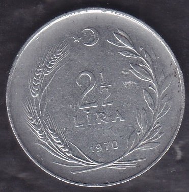 1970 Yılı 2.5 Lira Düz