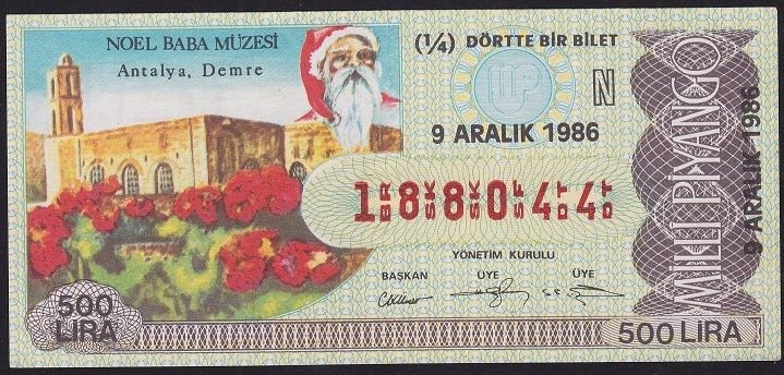 1986 9 Aralık Çeyrek Bilet - N Serisi