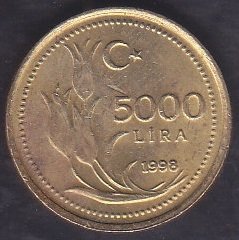 1998 YILI 5000 LİRA ( KALIN BASKI )