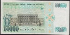 7.EMİSYON 1.TERTİP 50000 LİRA A26 411343 TEMİZ + eski kağıt para alan yerler