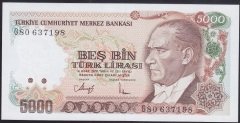 7.EMİSYON 4.TERTİP 5000 LİRA G80 637198 ÇİL