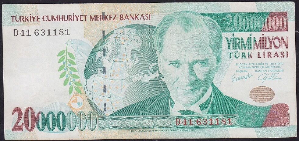 7.Emisyon 20000000 Lira D41 631181 Çok Temiz+