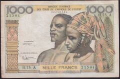 Batı Afrika Devletleri 1000 Frank 1959 Çok Temiz+ ( Fildişi Sahili ) Pick 103A/f