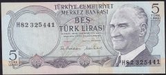 6.Emisyon 2.Tertip 5 Lira H82 325441 Çok Temiz+