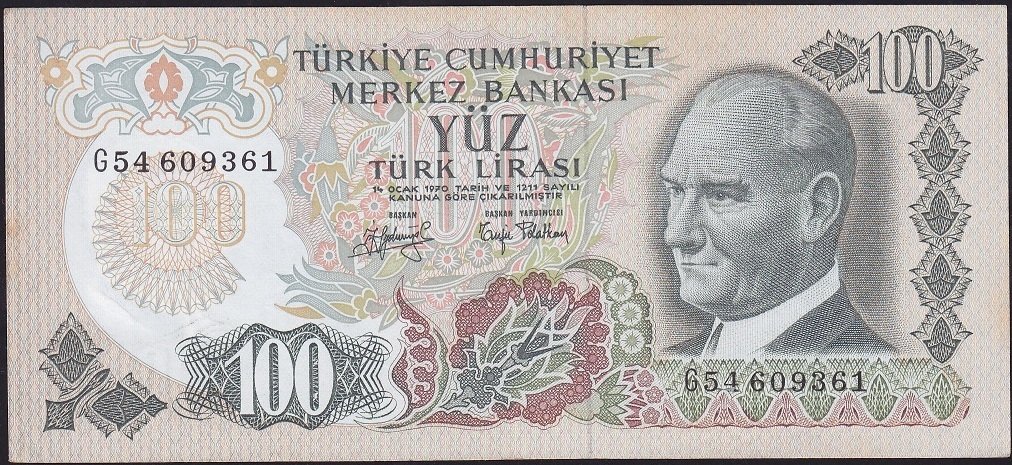 6.Emisyon 2.Tertip 100 Lira G54 609361 Çok Çok Temiz