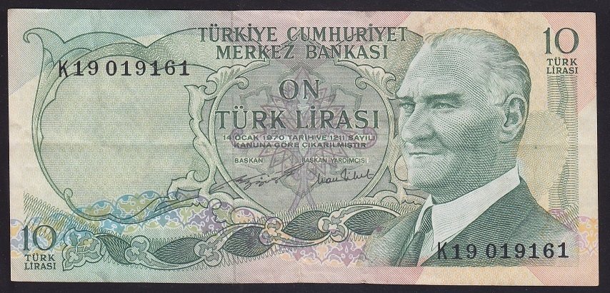 6.EMİSYON 2.TERTİP 10 LİRA K19 019161 ÇOK TEMİZ +