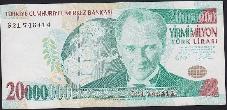 7.EMİSYON 20 000 000 LİRA G21 746414 ÇOK TEMİZ +
