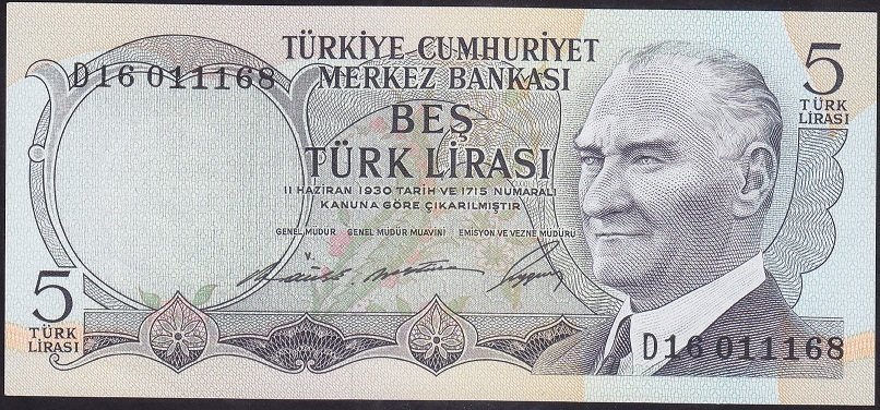 6.EMİSYON 1.TERTİP 5 LİRA D16 011168 ÇİLALTI ÇİL