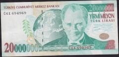 7.Emisyon 20000000 Lira C61 694969 Çok Temiz+