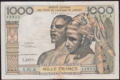 Batı Afrika Devletleri 1000 Frank 1959 Çok Temiz+ ( Fildişi Sahili ) Pick 103A/f