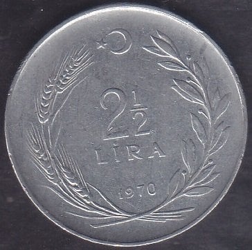 1970 Yılı 2.5 Lira Düz