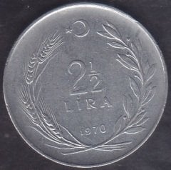 1970 Yılı 2.5 Lira Düz