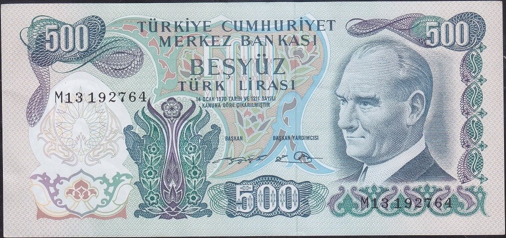 6.Emisyon 2.Tertip 500 Lira M13 192764 Çilaltı Çil