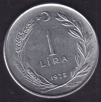 1978 Yılı 1 Lira Ters