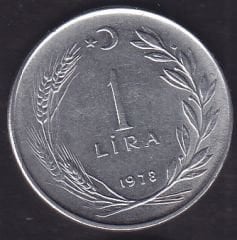 1978 Yılı 1 Lira Ters