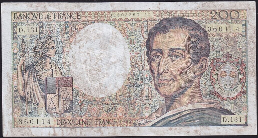 Fransa 200 Frank 1992 Çok Temiz