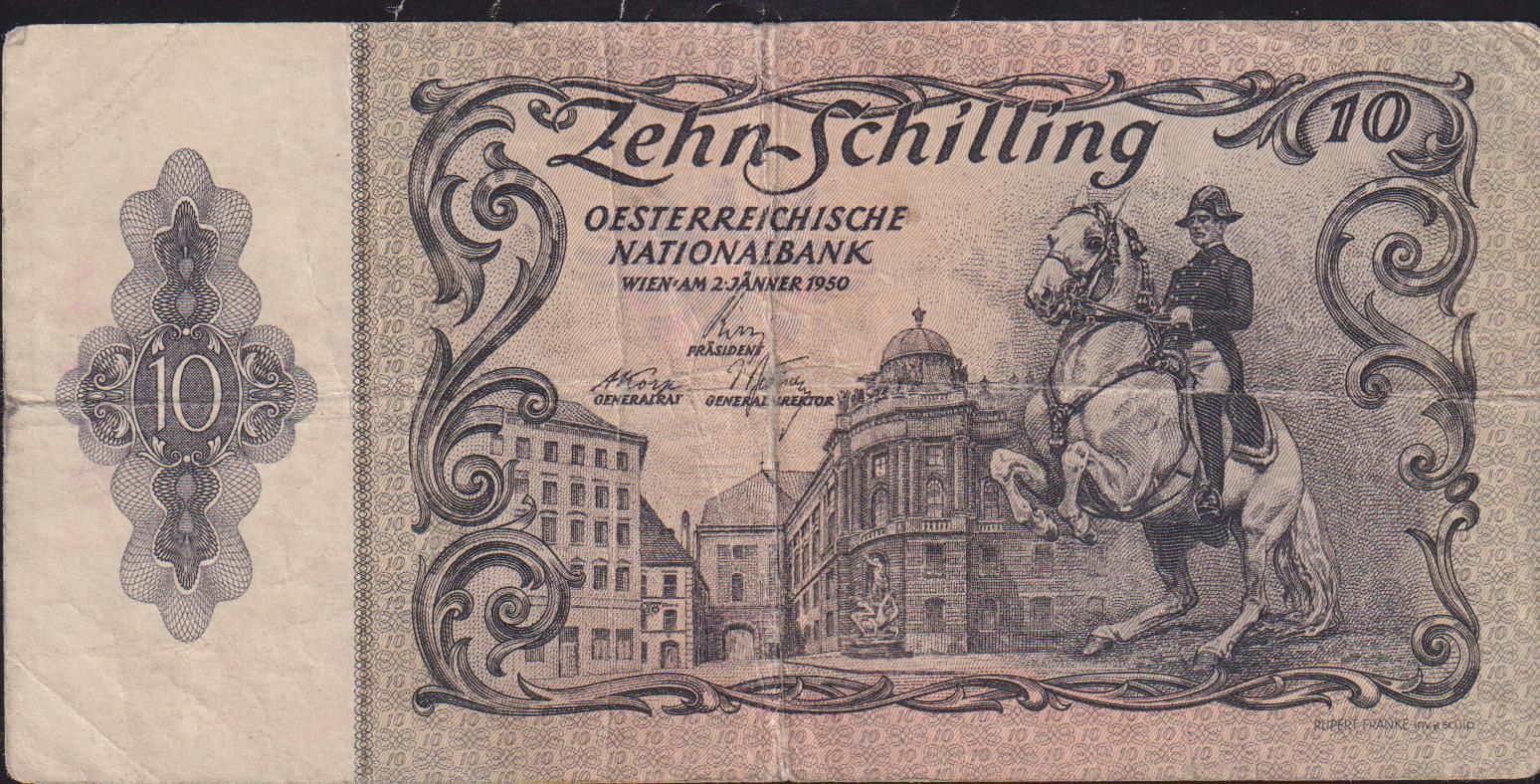Avusturya 10 Şiling 1950 Çok Temiz