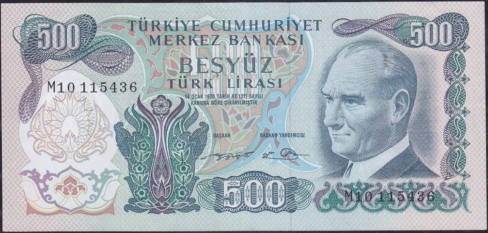 6.Emisyon 2.Tertip 500 Lira M10 115436 Çok Temiz +