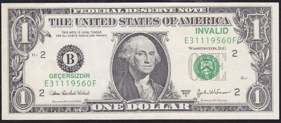 Amerika 1 Dolar 2003 Fantazi Para (Geçersiz)