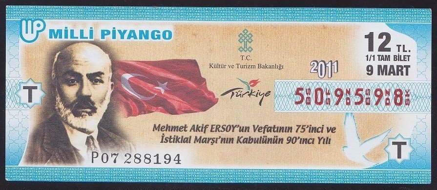 2011 9 MART TAM BİLET MEHMET AKİF ERSOY
