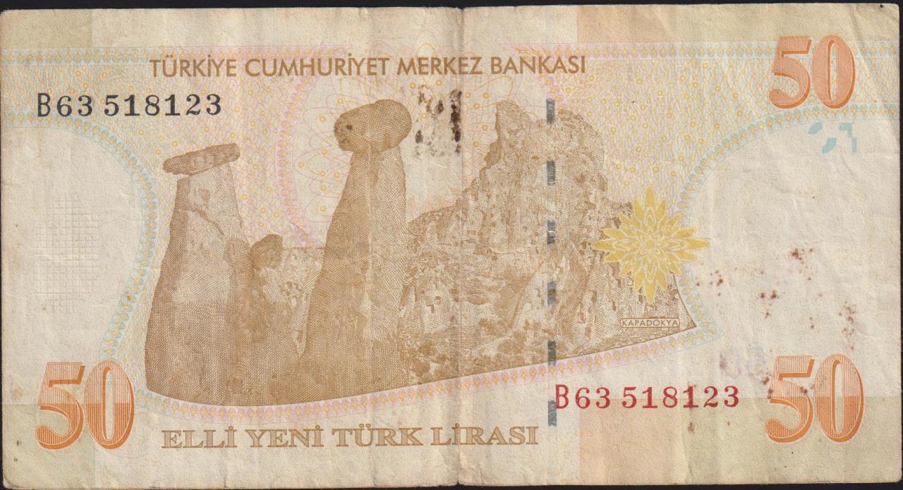 8.Emisyon 50 YTL B63 518123 Temiz