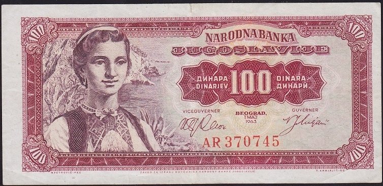 Yugoslavya 100 Dinar 1963 Çok Çok Temiz +