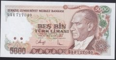 7.EMİSYON 4.TERTİP 5000 LİRA G44 717040 ÇİL