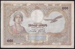Yugoslavya 1000 Dinar 1931 Ççt Çilaltı Pick 29