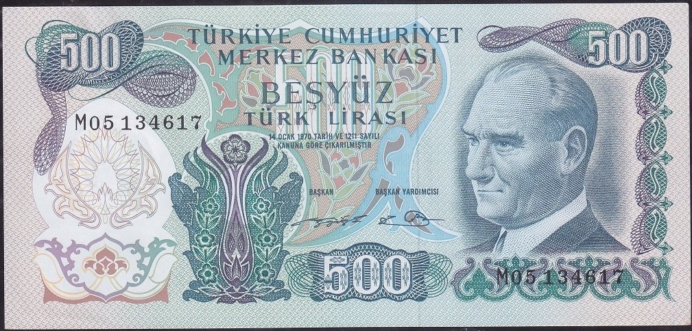 6.Emisyon 2.Tertip 500 Lira M05 134617 Ççt Çilaltı