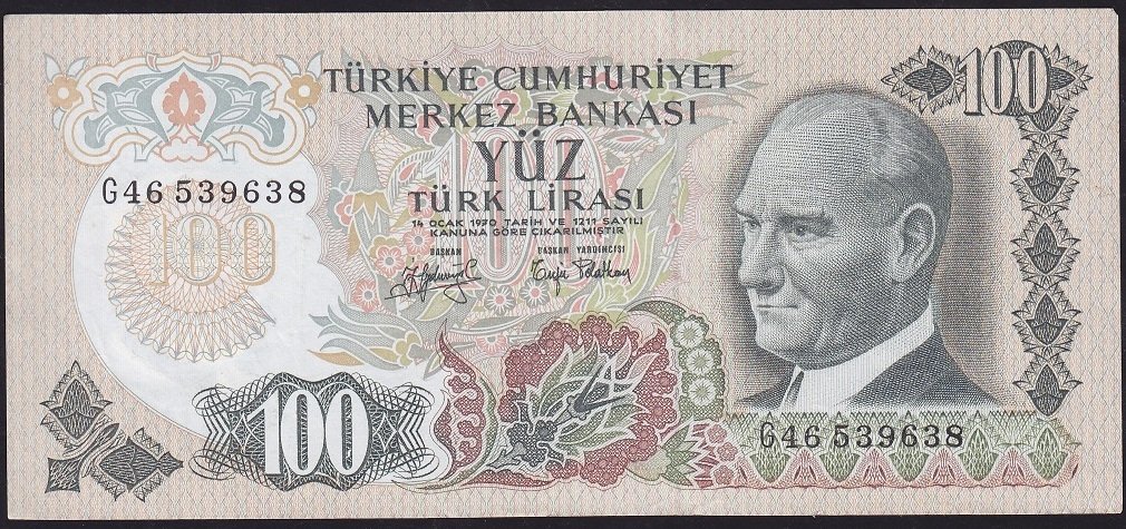 6.Emisyon 2.Tertip 100 Lira G46 539638 Çok Temiz+