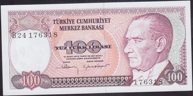 7.EMİSYON 1.TERTİP 100 LİRA B24 176318 ÇİL