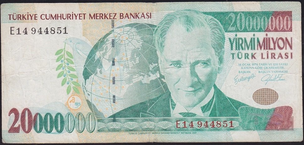 7.Emisyon 20 000 000 Lira E14 944851 Çok Temiz