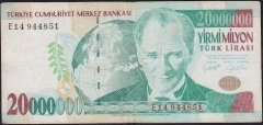 7.Emisyon 20 000 000 Lira E14 944851 Çok Temiz