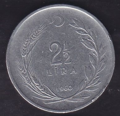 1960 Yılı 2.5 Lira Düz