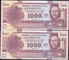 PARAGUAY 1000 GUARANİES 2005 ÇİL 2 SERİ TAKİPLİ 299- 300