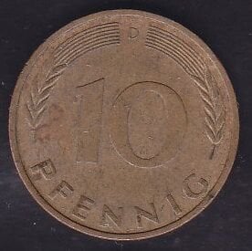Almanya 10 Pfennig 1971 D