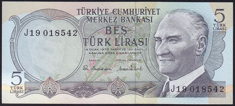 6.Emisyon 2.Tertip 5 Lira J19 018542 Çilaltı Çil