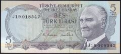 6.Emisyon 2.Tertip 5 Lira J19 018542 Çilaltı Çil