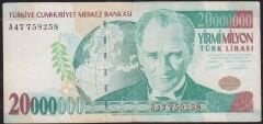 7.Emisyon 20.000.000 Lira A47 759258 Çok Temiz