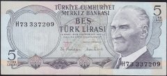 6.Emisyon 2.Tertip 5 Lira H73 337209 Çilaltı
