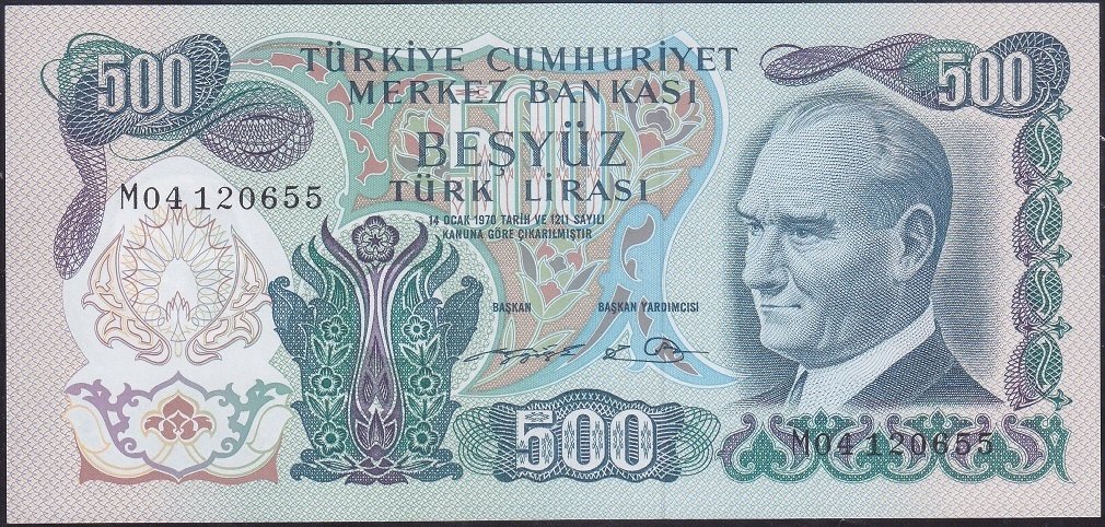 6.Emisyon 2.Tertip 500 Lira M04 120655 Çilaltı Çil