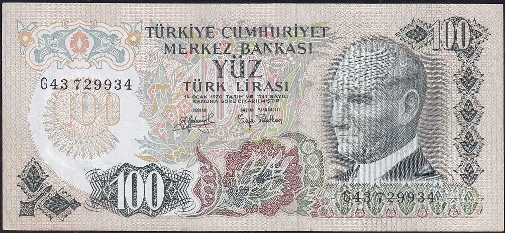 6.Emisyon 2.Tertip 100 Lira G43 729934 Çok Temiz+