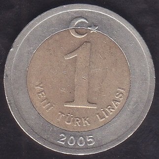 2005 YILI 1 YENİ TÜRK LİRASI eski madeni para koleksiyon