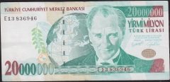7.Emisyon 20 000 000 Lira E13 836946 Çok Temiz+