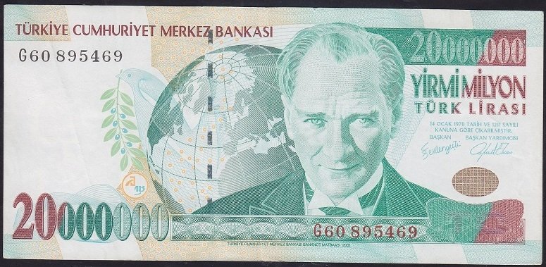 7.EMİSYON 20 000 000 LİRA G60 895469 ÇÇT +